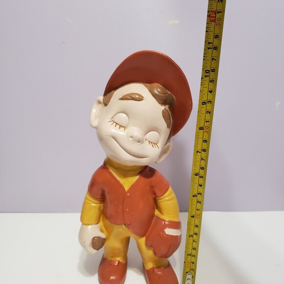 Ceramic Baseball Boy Hat Closed Eyes Figurine 11"×5"×4" - Picture 8 of 11